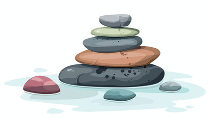 Zen Stones Spa Art flat vector isolated on white background