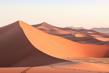 Fototapeta na wymiar Serene Sunset Over Desert Sand Dunes Landscape