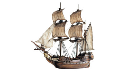 Toy Frigate on Transparent Background