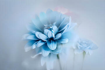 Fototapeta premium flowers in the background of white fog, colorful flowers soft background art paintings