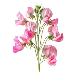 Flowers of sweet pea isolated on white or transparent background