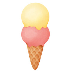 Ice cream watercolor hand draw