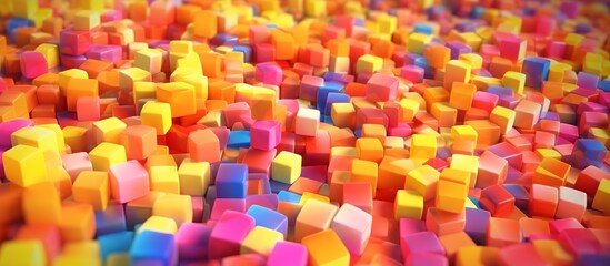 A colorful pile of blocks with a rainbow of colors