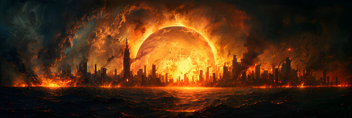 The World Ablaze Chaos and Nuclear Fallout ,
Fire smoke explosion wallpaper - obrazy, fototapety, plakaty