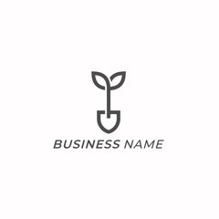 design logo creative shovel and leaf
