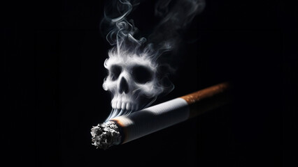 Close up shot of a skull shape smoke on cigarette - 767711732