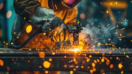Professional Welder Working on Metal Fabrication