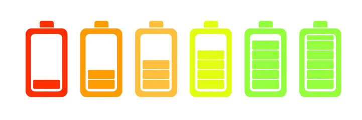 battery charging bars in full and drain states with transparent background