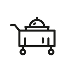 Room service icon for web, mobile, promo, perfect for accommodation, hospitality, tourism. Single outline, vector illustration.
