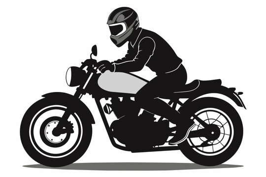 -unique-quality-motor cycle rider and motor -cycle-head-silhouette-vector.