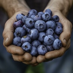 handful of blueberries - obrazy, fototapety, plakaty