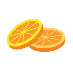 Two orange fruit slices, flat vector illustration isolated on white background