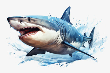 Obraz premium Great White Shark - Illustration of a Great White Shark in water