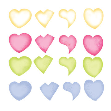 set of watercolor heart love and star shapes stock element