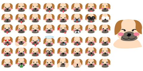 set of siberia hutsy and bulldog emoticon cute isolated on white background. animal kawaii emoticon