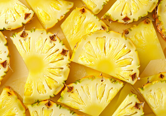 Pineapple yellow slices background.