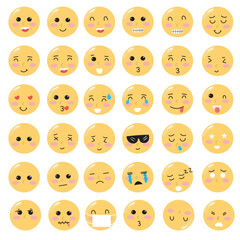 Fototapeta premium set of emoticon flat design isolated on white background