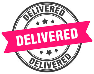 delivered stamp. delivered label on transparent background. round sign