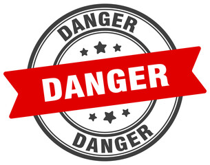 danger stamp. danger label on transparent background. round sign