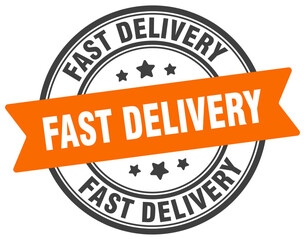 fast delivery stamp. fast delivery label on transparent background. round sign