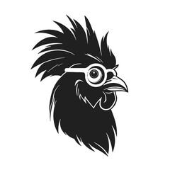 Chicken Rooster Head with  sunglasses , Silhouette   Mascot 