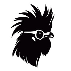 Chicken Rooster Head with  sunglasses , Silhouette   Mascot 