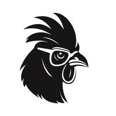 Fototapeta premium Chicken Rooster Head with sunglasses , Silhouette Mascot 