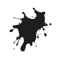 Black ink spots set on white background. Ink  splatter Silhouette 