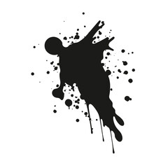 Obraz premium Black ink spots set on white background. Ink splatter Silhouette 