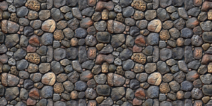 Seamless rock pavemet pattern, tileable cobblestone pathway texture, great for video game design