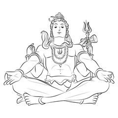 Shiva Outline Cartoon Illustration Vector