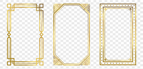 Gold decorative vintage frames and borders set - obrazy, fototapety, plakaty