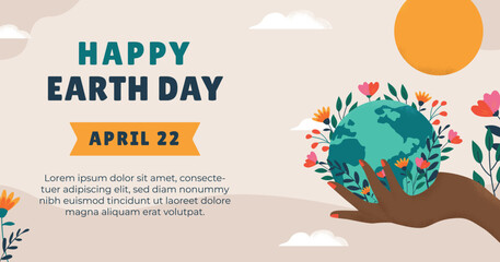 Hand drawn social media post template for earth day celebration
