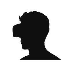 Augmented reality virtual reality headset on a person Silhouette , vector illustration