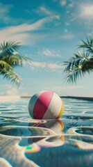 summertime leisure with a colorful beach ball at a sunny resort