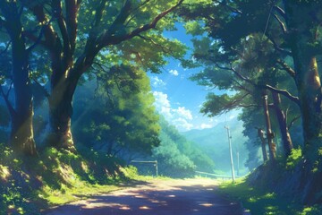 Anime forest, Nature wallpaper background