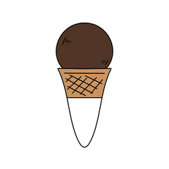 A cartoon drawing of a chocolate ice cream cone