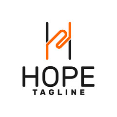 letter h hope logo template with hope icon
