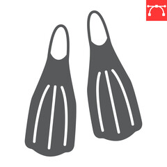 Diving flippers glyph icon, summer and snorkeling, diving fins vector icon, vector graphics, editable stroke solid sign, eps 10.