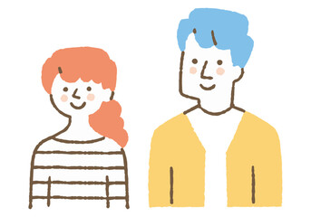 Woman and man in striped clothing_Color