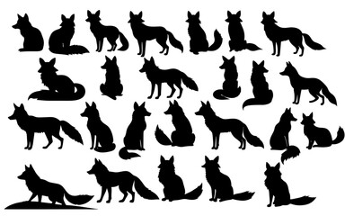 set of a fox silhouette vector