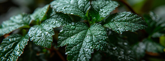 Lush green leaves with blur background