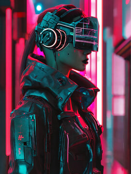 Cyberpunk girl with VR