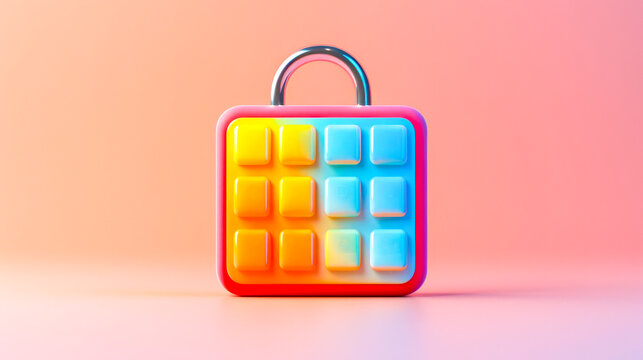 Colorful Calendar Icon with Plant on Blue Background.