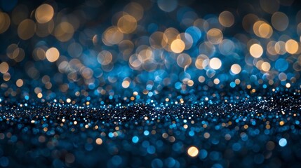 Sparkling Blue Glitter Bokeh Background