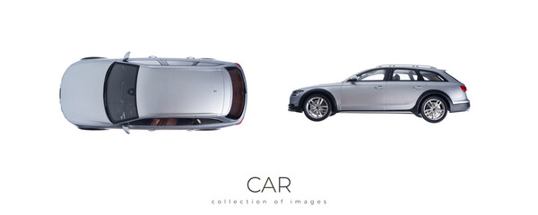 Collection model of a grey car isolated on white background.