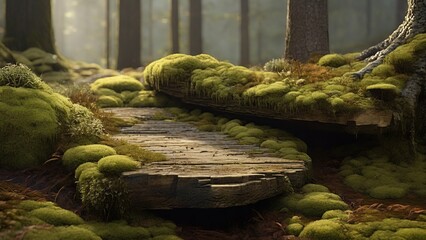 Explore the hidden wonders of the forest, where chunks of wood provide a haven for the lush green moss to thrive, creating a scene of natural splendor.