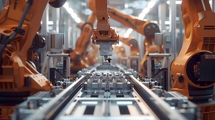 Intricately Choreographed Industrial Production Showcasing Synchronized Automation and Precise Machinery