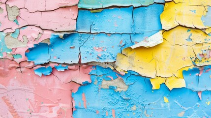 Obraz premium Peeling Paint on a Colorful Wall