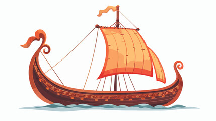 Viking Ship Flat vector isolated on white background